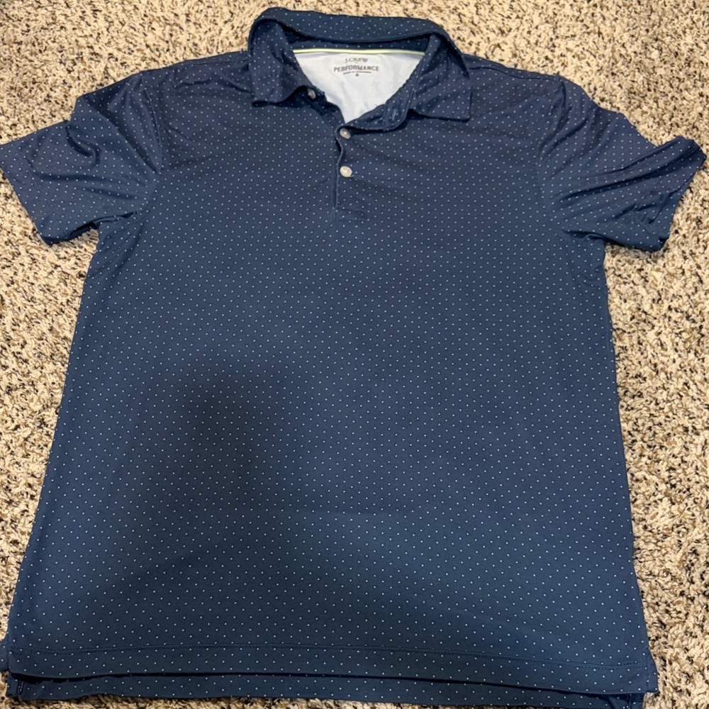 J. Crew Navy Polo with White Microdots